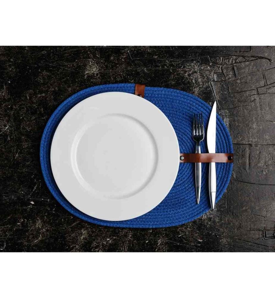 Set de tapis de table, 6 pièces, bleu, 100% coton corde de jute, fait à la main