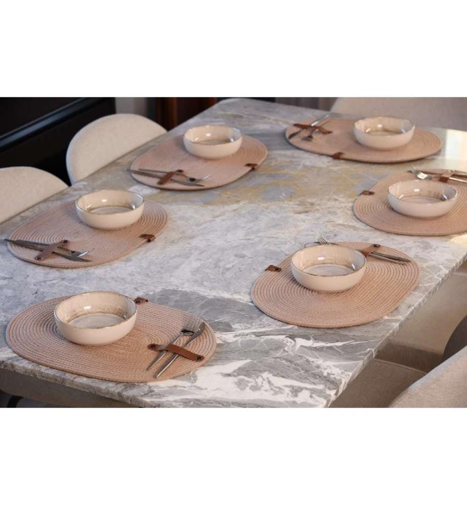 Set de tapis de table, 6 pièces, beige, 100% coton corde de jute, fait à la main