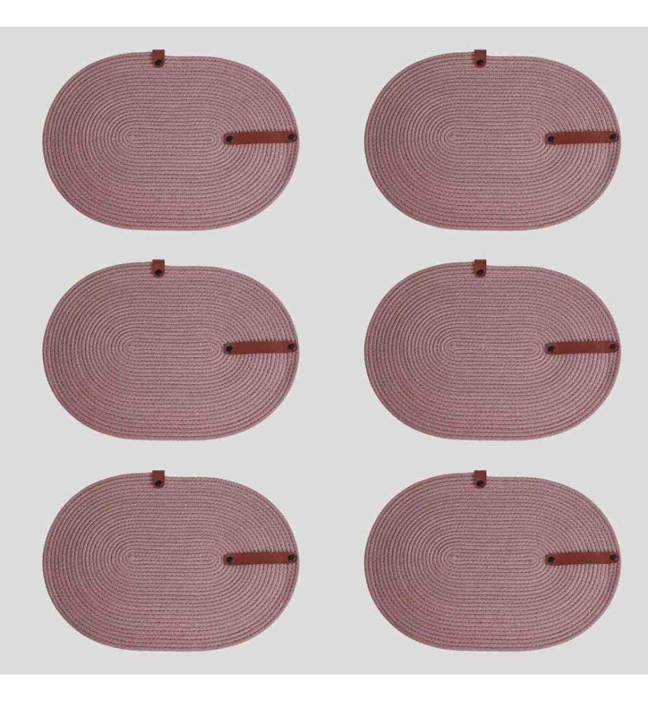 Set de tapis de table, 6 pièces, beige, 100% coton corde de jute, fait à la main