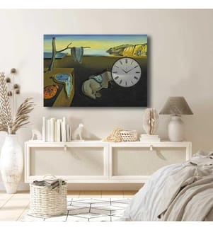 Dekorative Wanduhr aus Leinwand, mehrfarbig, 100% Wildleder-Leinwand, Holzrahmen