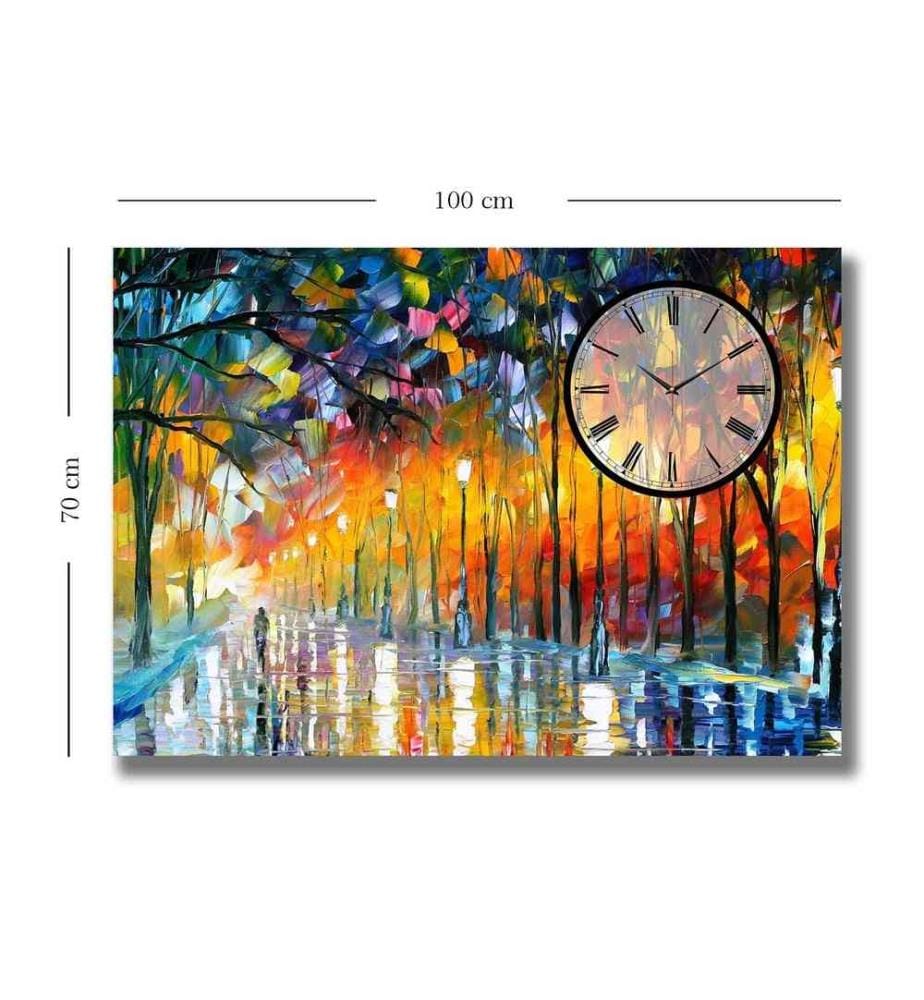 Dekorative Wanduhr aus Leinwand, mehrfarbig, 100% Wildleder-Leinwand, Holzrahmen