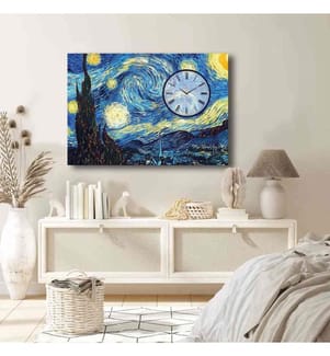 Dekorative Wanduhr aus Leinwand, mehrfarbig, 100% Wildleder-Leinwand, Holzrahmen