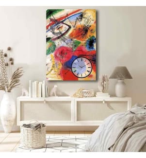 Dekorative Wanduhr aus Leinwand, mehrfarbig, 100% Wildleder-Leinwand, Holzrahmen