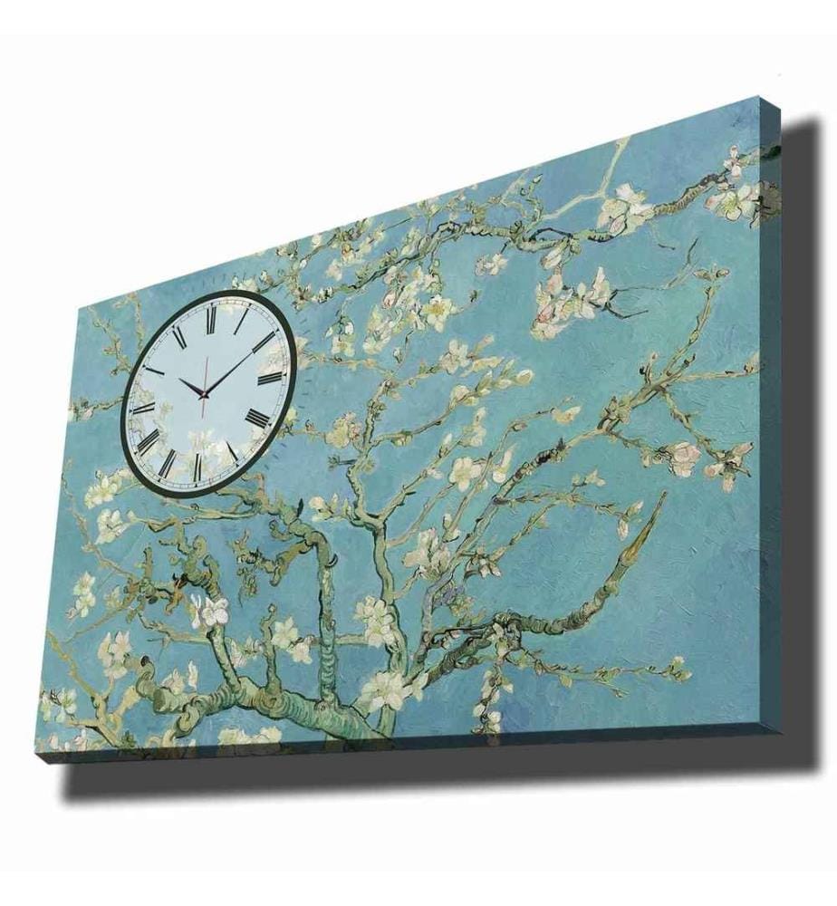 Dekorative Wanduhr aus Leinwand, mehrfarbig, 100% Wildleder-Leinwand, Holzrahmen