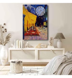 Dekorative Wanduhr aus Leinwand, mehrfarbig, 100% Wildleder-Leinwand, Holzrahmen