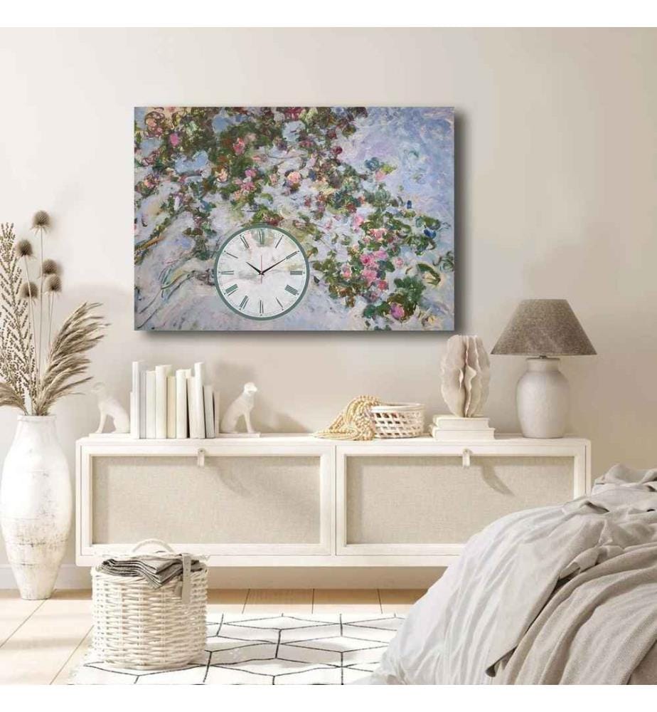 Dekorative Wanduhr aus Leinwand, mehrfarbig, 100% Wildleder-Leinwand, Holzrahmen