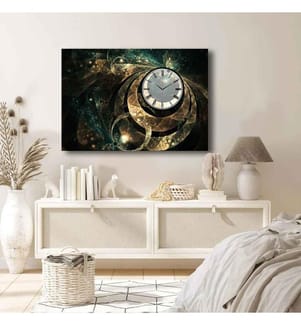 Dekorative Wanduhr aus Leinwand, mehrfarbig, 100% Wildleder-Leinwand, Holzrahmen