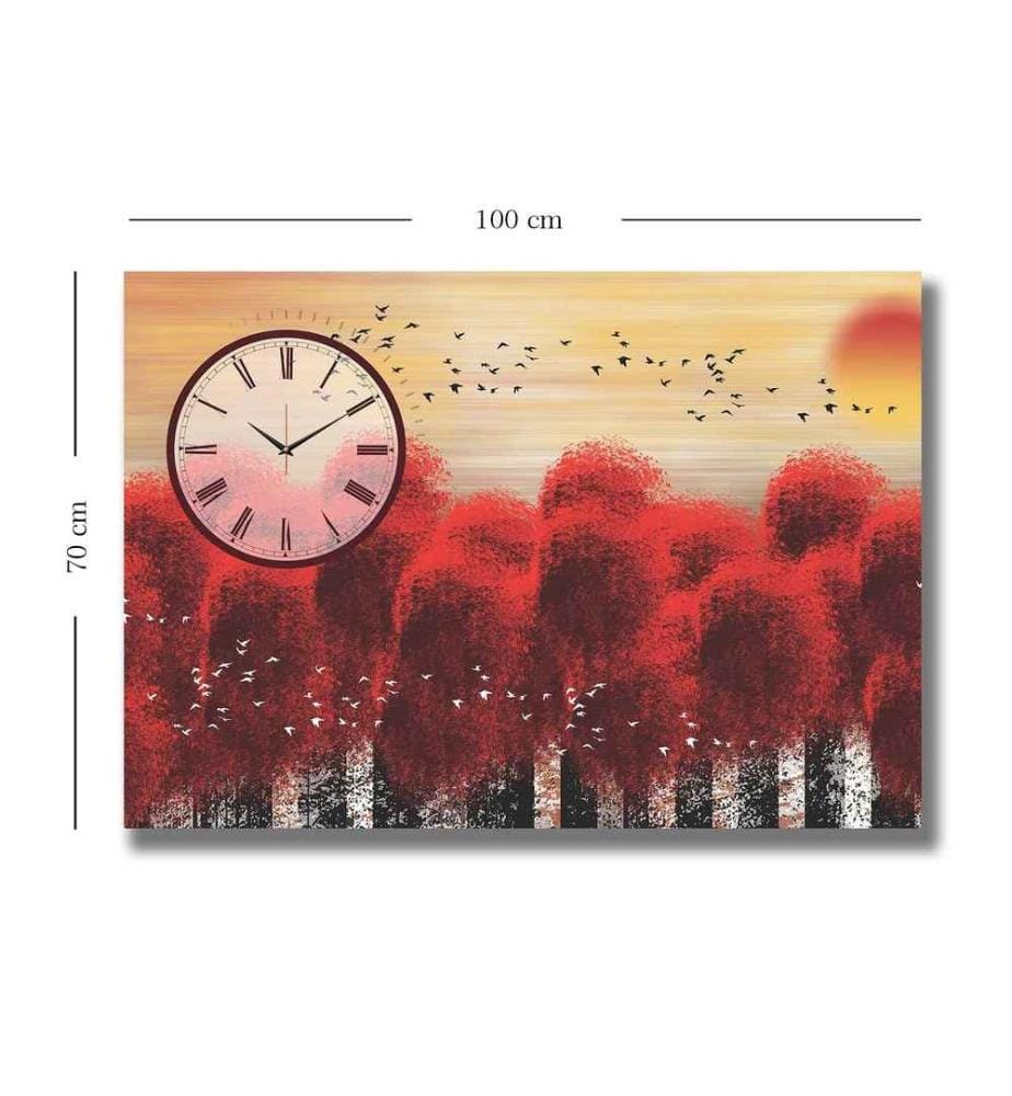 Dekorative Wanduhr aus Leinwand, mehrfarbig, 100% Wildleder-Leinwand, Holzrahmen