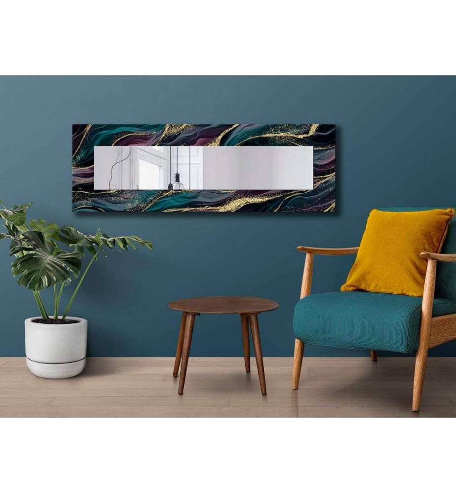 Miroir décoratif, Turquoise Purple Grey Gold, Miroir
