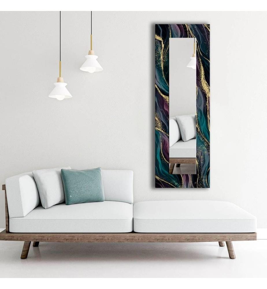 Miroir décoratif, Turquoise Purple Grey Gold, Miroir