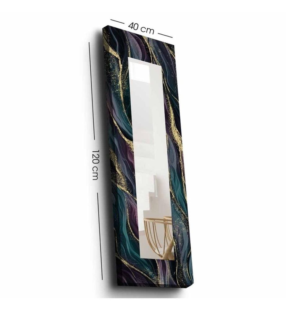 Miroir décoratif, Turquoise Purple Grey Gold, Miroir