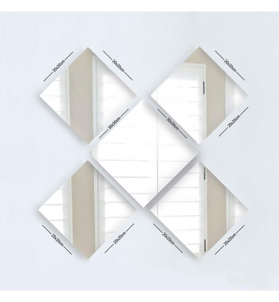 Spiegel-Set, 5 Stück, Silber, Glas, ohne Rahmen