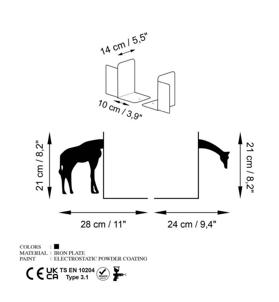 Metall Buchstütze, Schwarz, 100% Metall