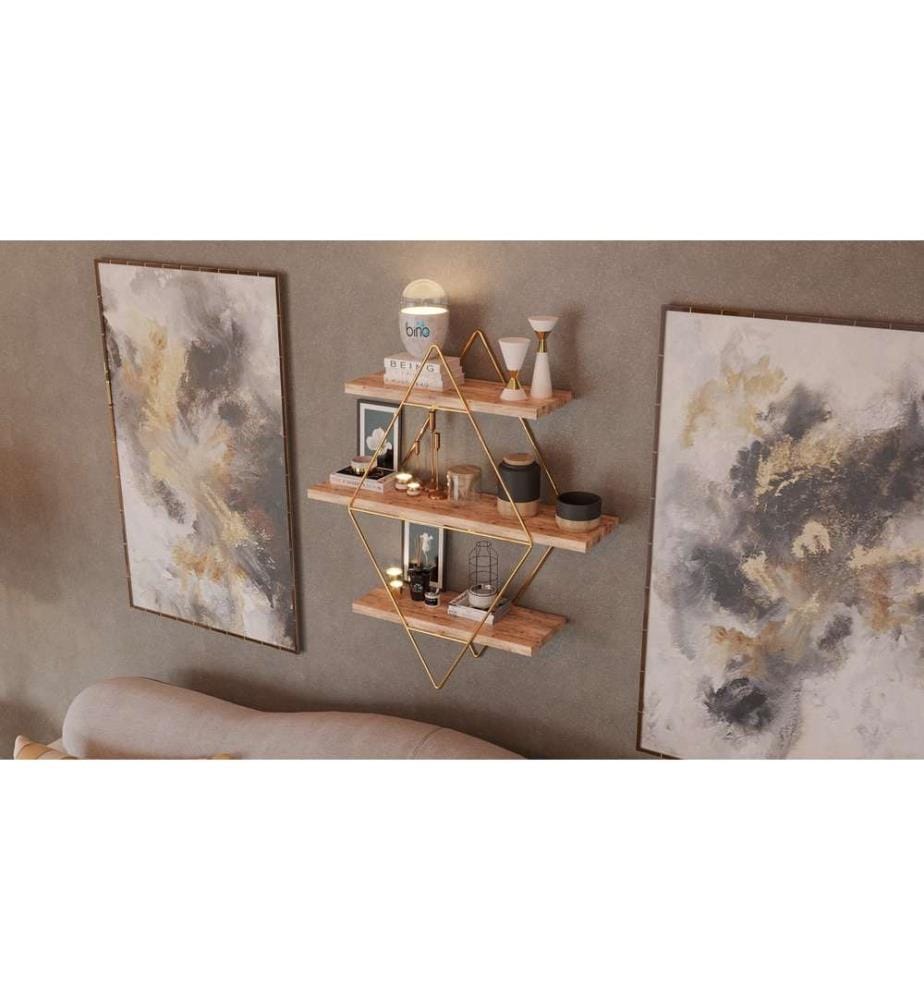 Scaffale da parete, Marrone oro, Legno massiccio