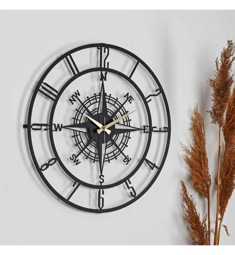 Dekorative Wanduhr, Schwarz, 100% Metall