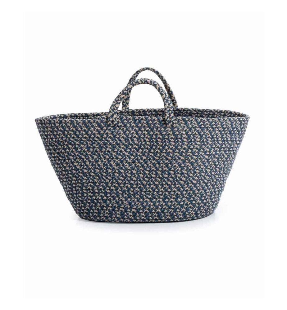 Dekorative Tasche, Marineblau Creme, Baumwolle, Handarbeit