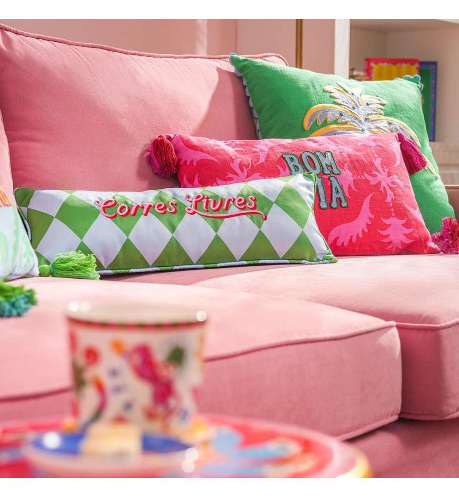 Coussin, vert, bleu, 100% POLYESTER