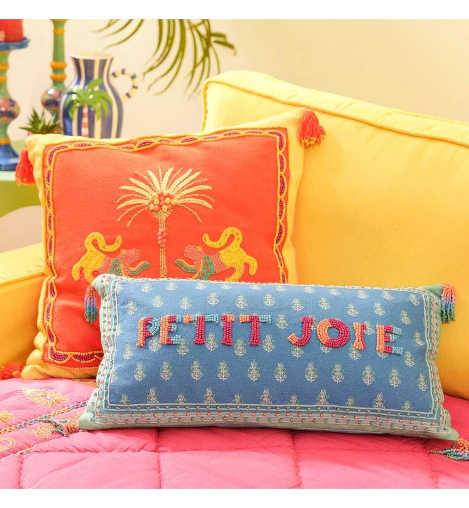 Coussin, Bleu, 100% COTON