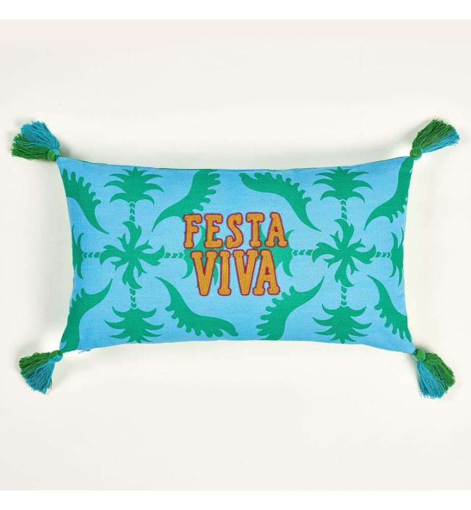 Cuscino, verde, blu, tessuto: 100% cotone