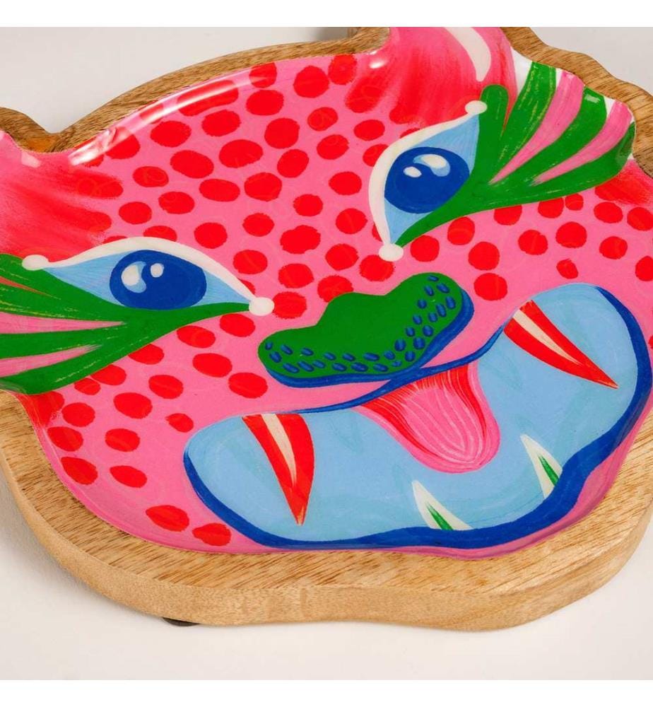Dekorative Schale, Fuchsia, 100 % Mangoholz
