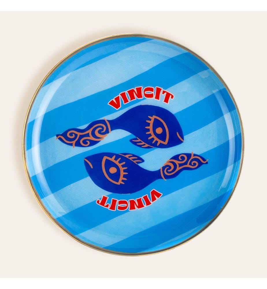 Tablett, blau, 100 % Metall