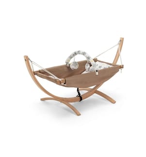 Amaca per bambini, marrone, albero di faggio, materiale di lino