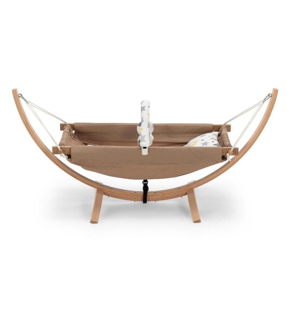 Hamac pour bébé, marron, hêtre, tissu de lin