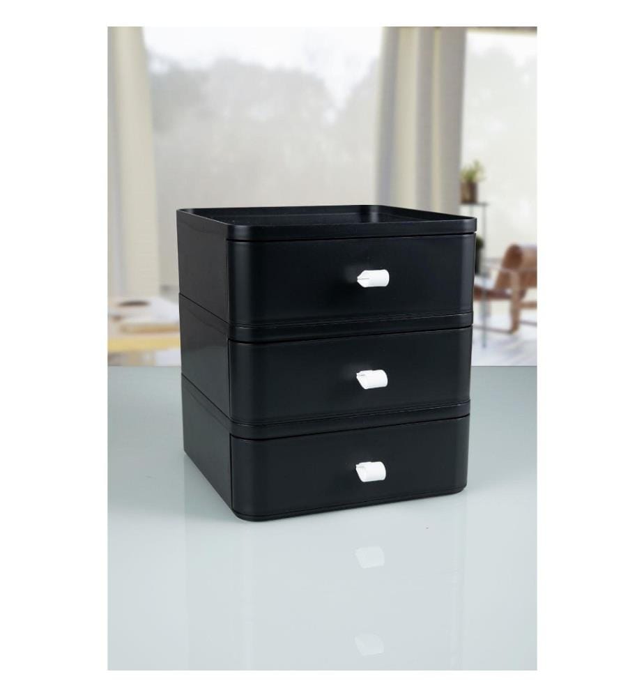 Make-up-Organizer, Schwarz, Kunststoff