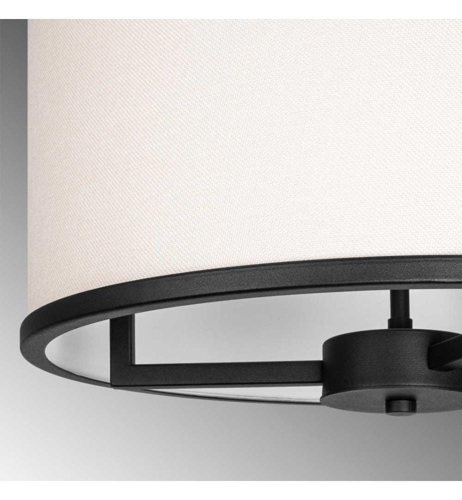 Lustre, noir, blanc, corps en métal, capuchon en tissu