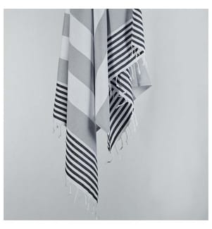 Fouta, Strandtuch, Schwarz, Weiss, 100% Baumwolle, hoch wasserabsorbierend
