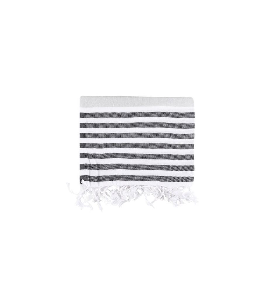 Fouta, serviette de plage, noir, blanc, 100% coton, haute absorption d'eau