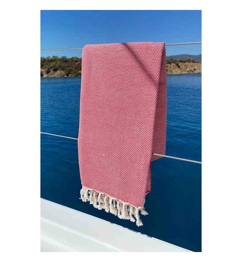 Fouta, Serviette de plage, , Rouge, Coton