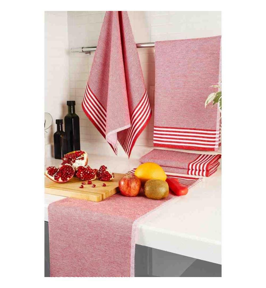Hand Towel Set, 5 Pieces, Red, 100% Cotton