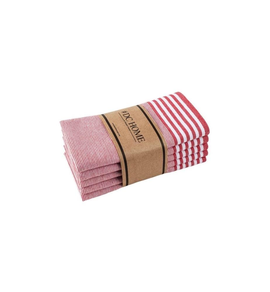 Hand Towel Set, 5 Pieces, Red, 100% Cotton