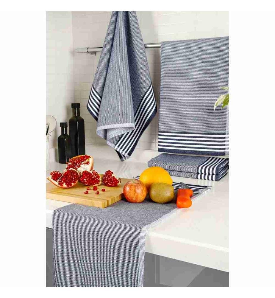 Set de serviettes, 5 pièces, bleu foncé, 100% coton
