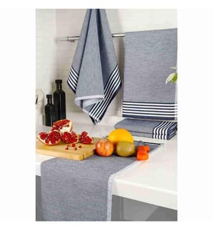 Set di asciugamani, 5 pezzi, blu scuro, 100% cotone