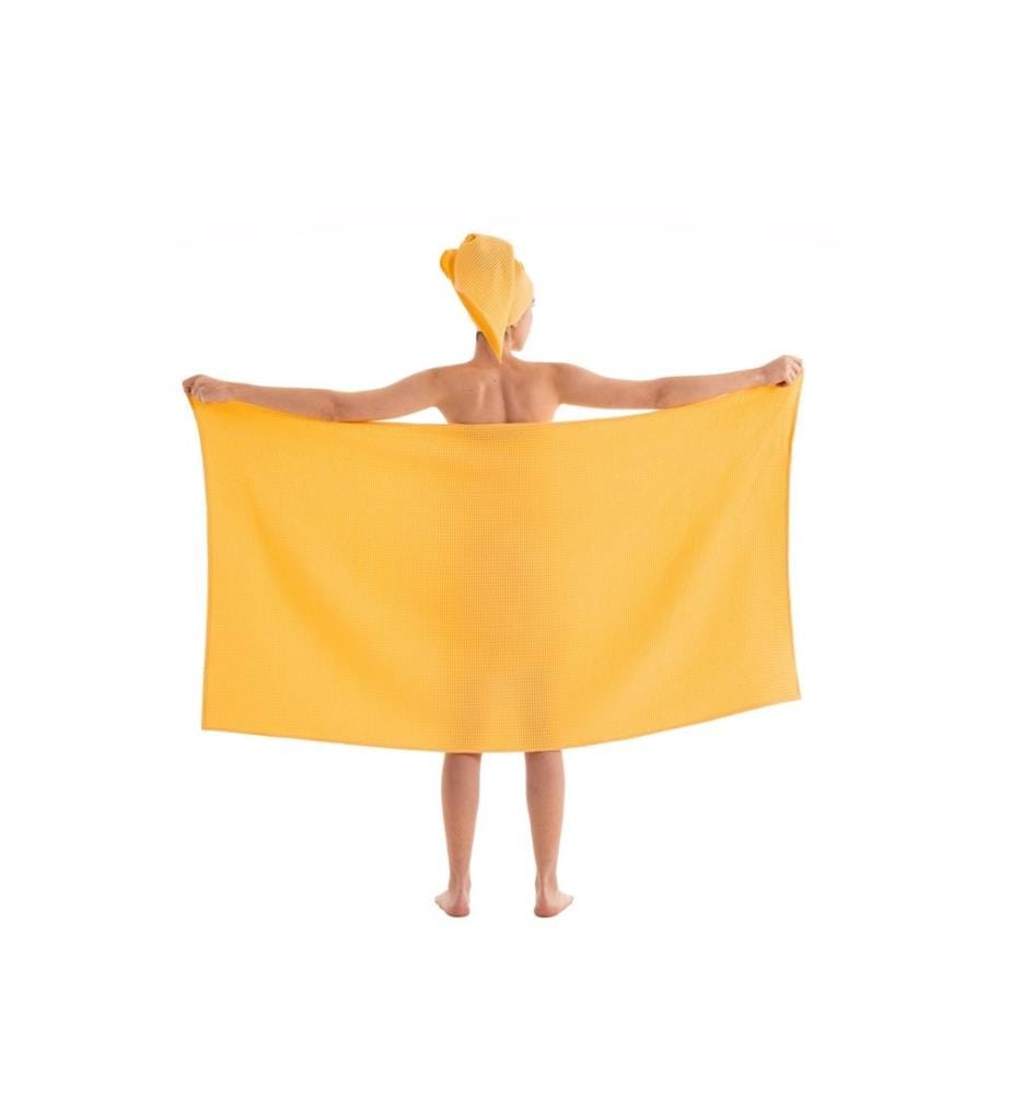 Set de serviettes, 2 pièces, jaune, 100% coton