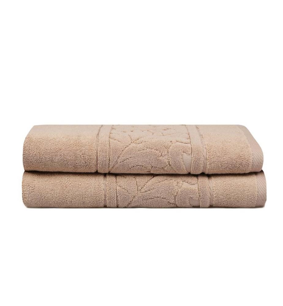 Set de serviettes de bain, 2 pièces, Beige, Coton, 560 gr-m²,