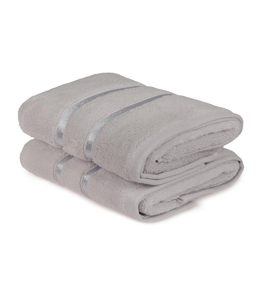 Hand Towel Set, 2 Pieces, Light Blue Light Grey, Microcotton, 560 gr-m²