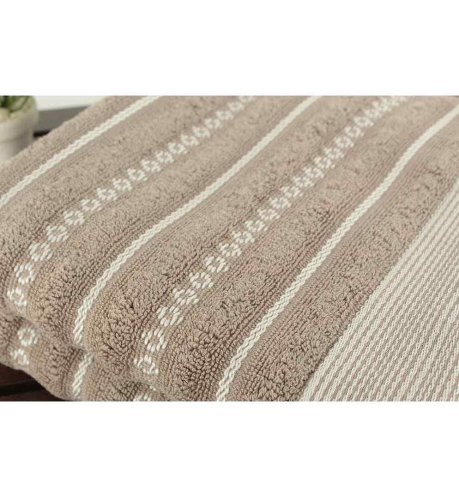 Hand Towel Set, 2 Pieces, Grey Cream, Cotton, 510 gr-m²