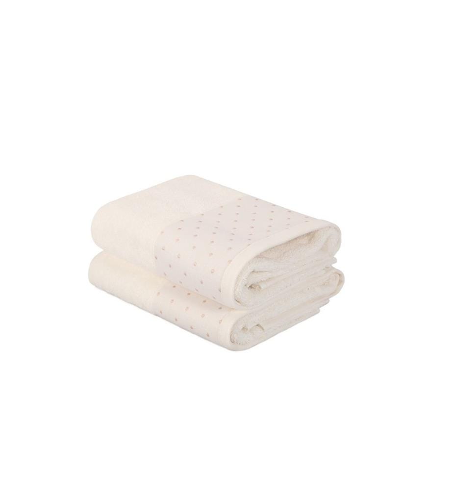 Handtuch-Set, 2 Stück, Ecru Creme, Baumwolle, 510 gr-m²,