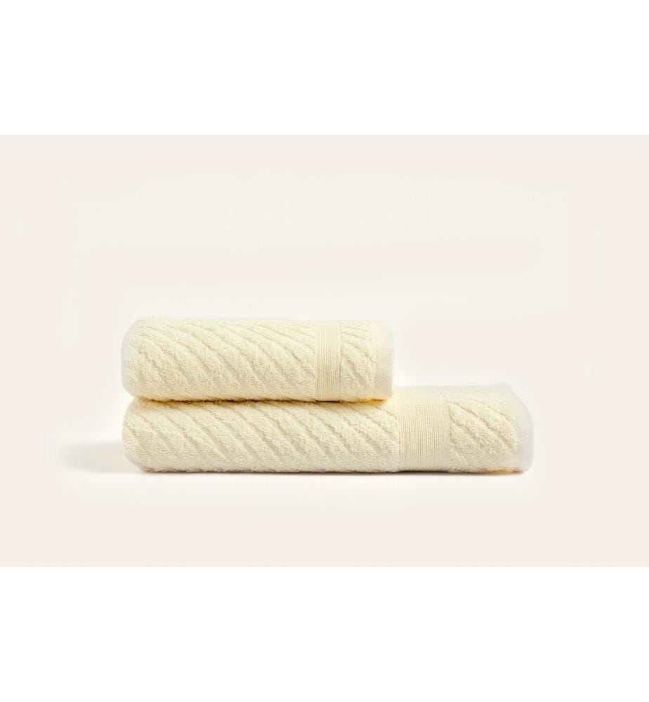Set de serviettes de bain, 2 pièces, crème, coton, 350 gr-m²,