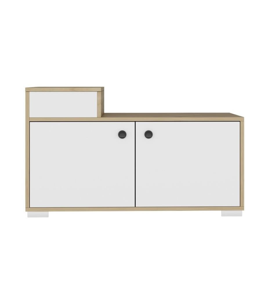 Meuble à chaussures, chêne saphir, blanc, panneau de particules de bois 100% mélaminé