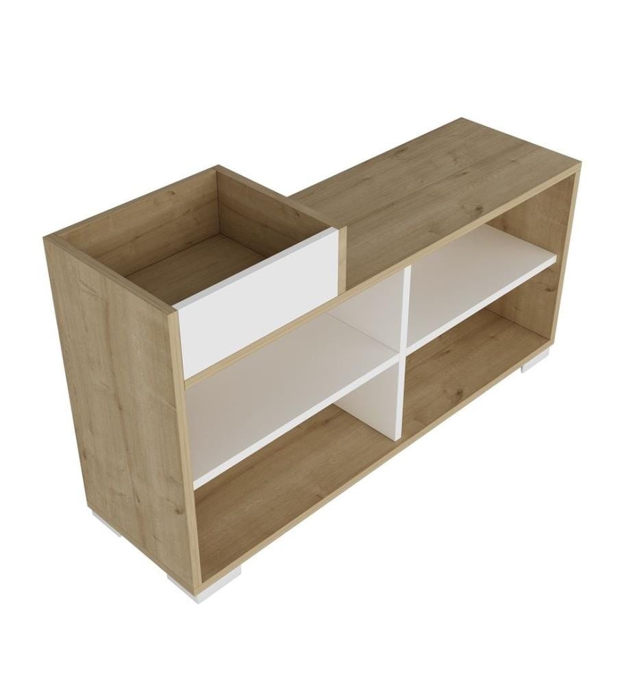 Meuble à chaussures, chêne saphir, blanc, panneau de particules de bois 100% mélaminé