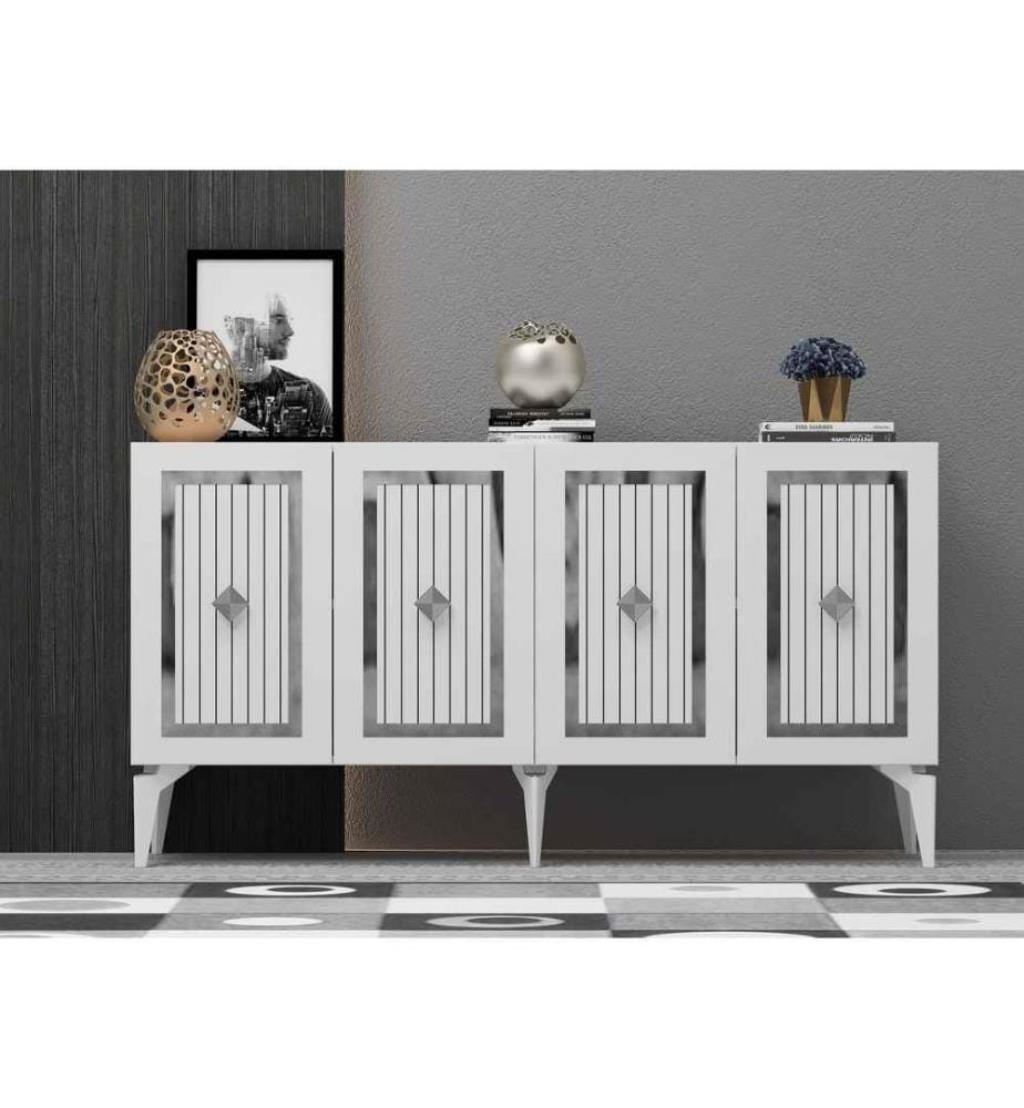 Console, blanc, argent, panneau de particules mélaminé