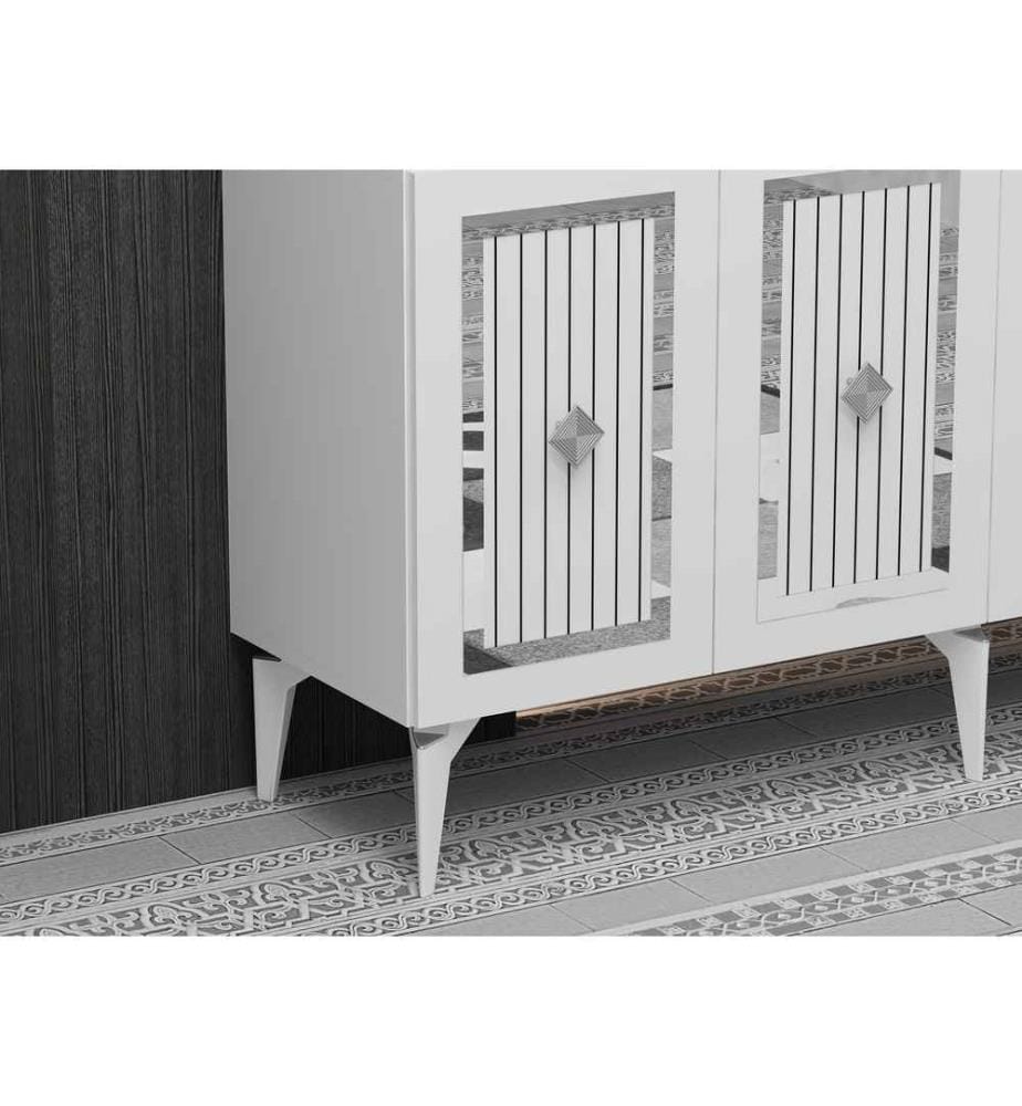 Console, blanc, argent, panneau de particules mélaminé