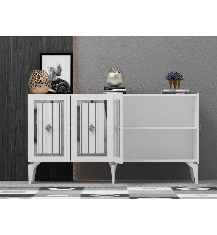 Console, blanc, argent, panneau de particules mélaminé