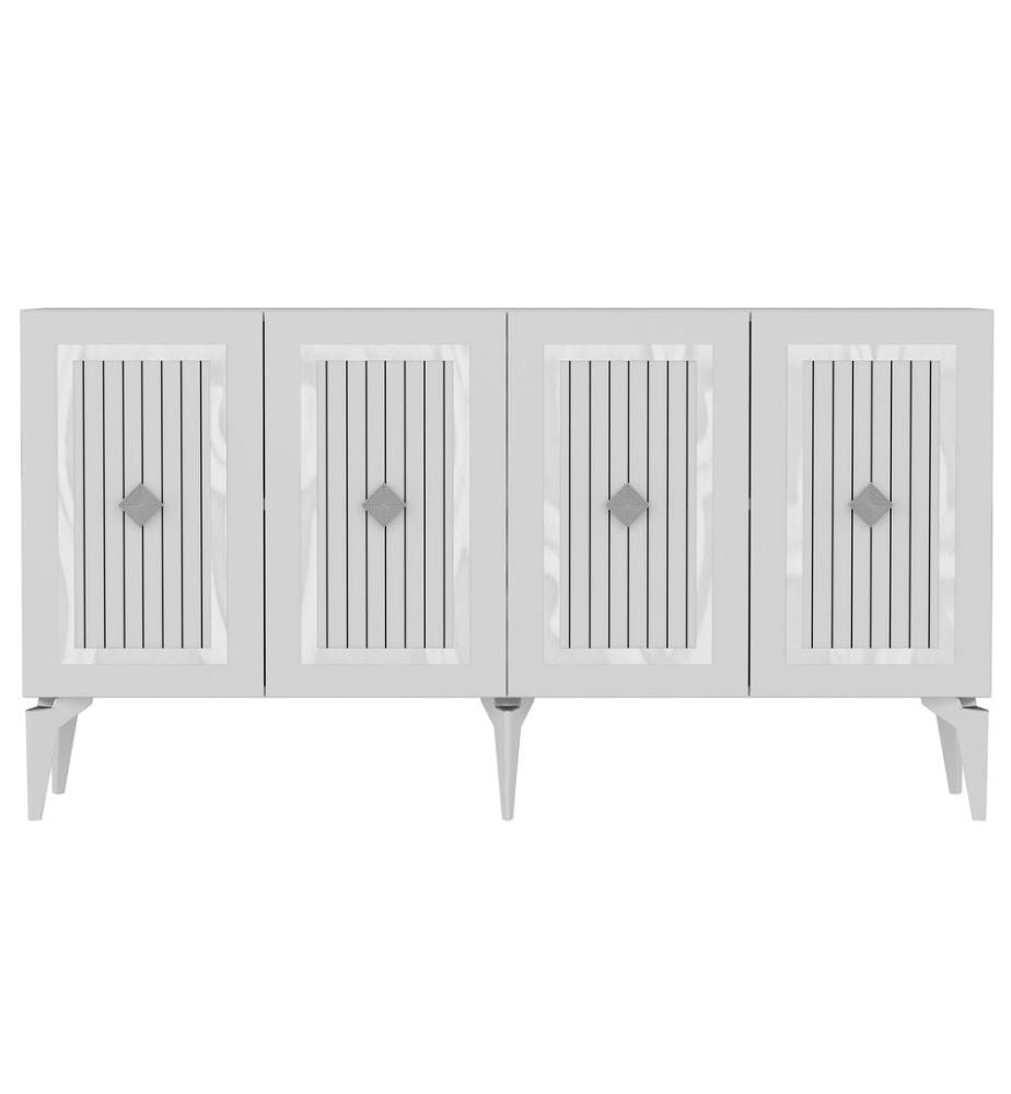 Console, blanc, argent, panneau de particules mélaminé