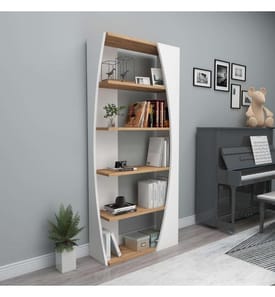 Bücherregal, Atlantische Kiefer, Weiss, Melaminbeschichtete Spanplatte