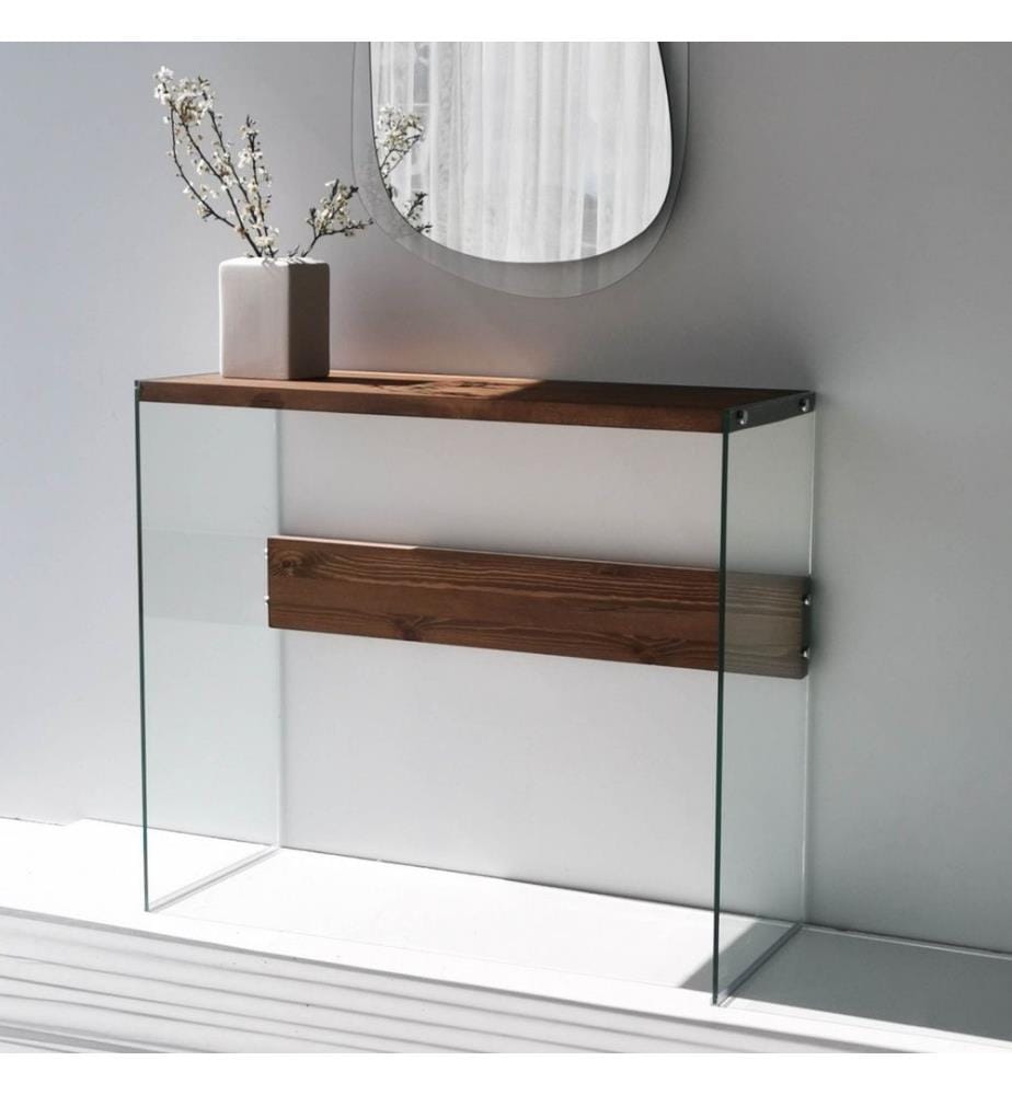 Dresser, Walnut, Tempered Glass